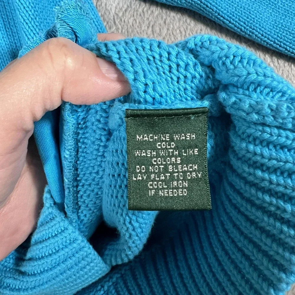 Lauren Ralph Lauren‎ Knit Sweater Womens Small Blue Gold Buttons Cardigan